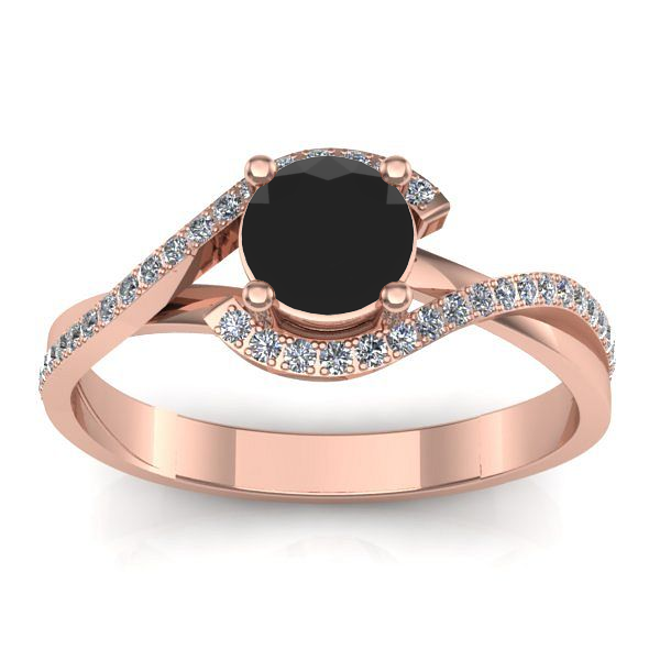 Inel cu diamant negru rotund