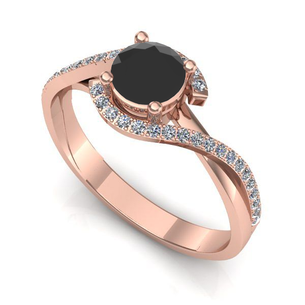 Inel logodna din aur roz cu diamant negru