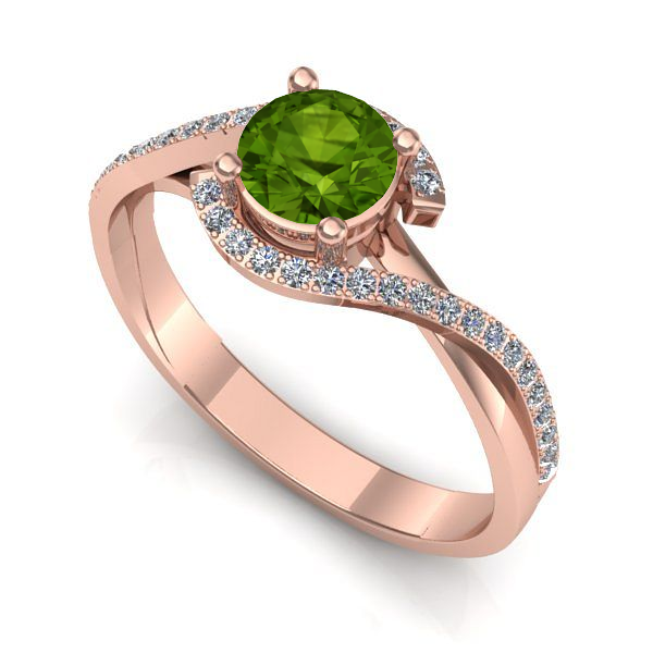 Inel din aur roz cu peridot