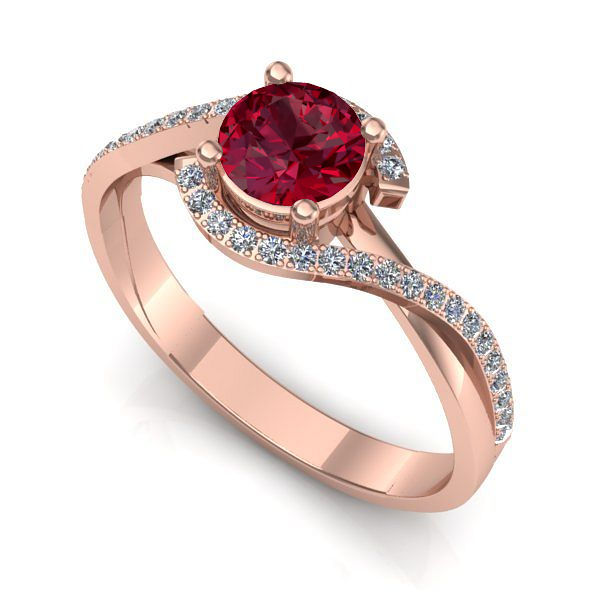 Inel logodna din aur roz cu rubin