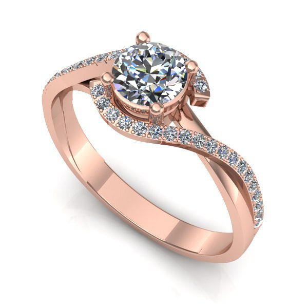 Inel logodna din aur roz cu safir alb