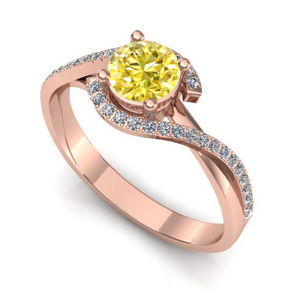 Inel din aur roz cu safir galben