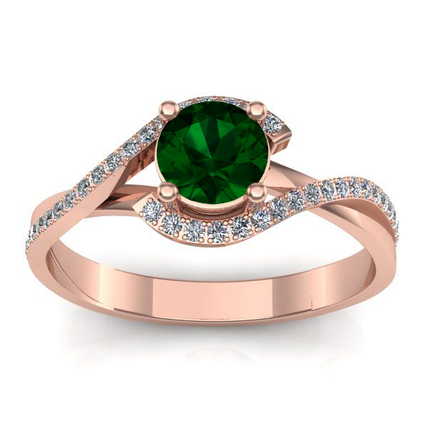 Inel de logodna cu smarald rotund