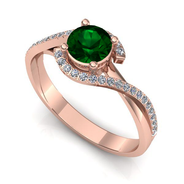 Inel din aur roz cu smarald