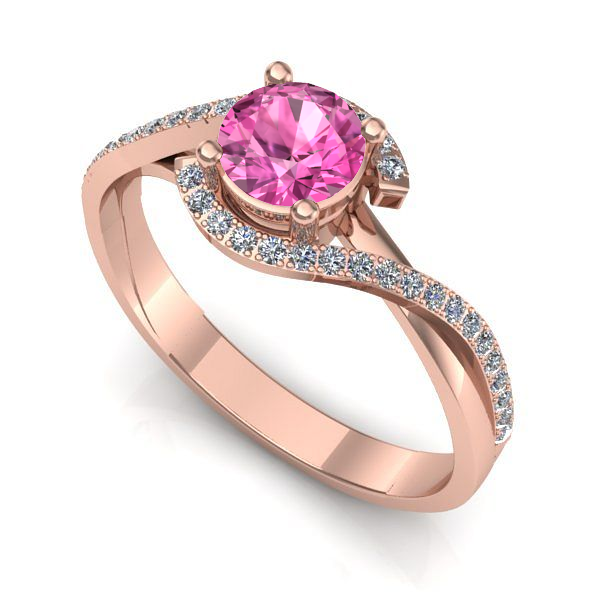 Inel din aur roz cu safir roz