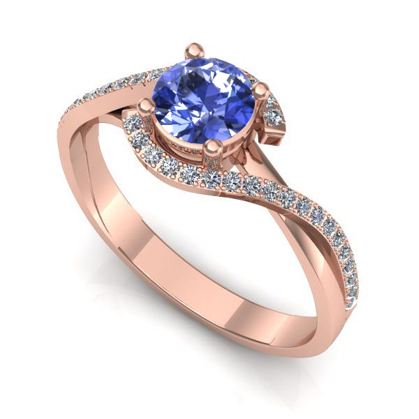 Inel din aur roz cu tanzanit