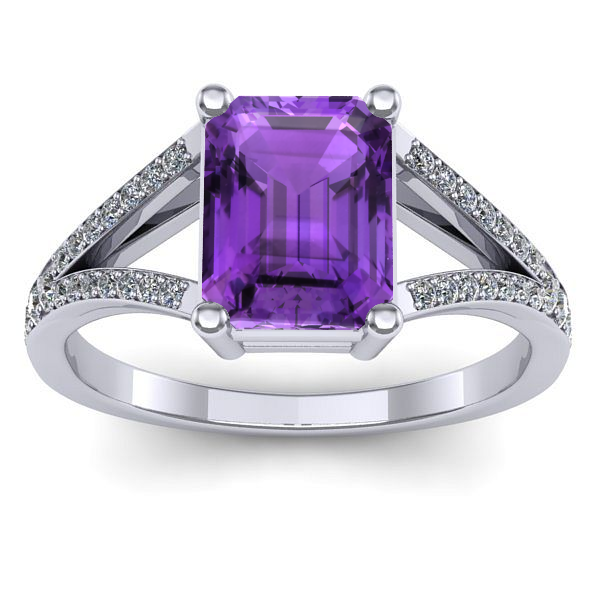Inel logodna cu ametist dreptunghiular