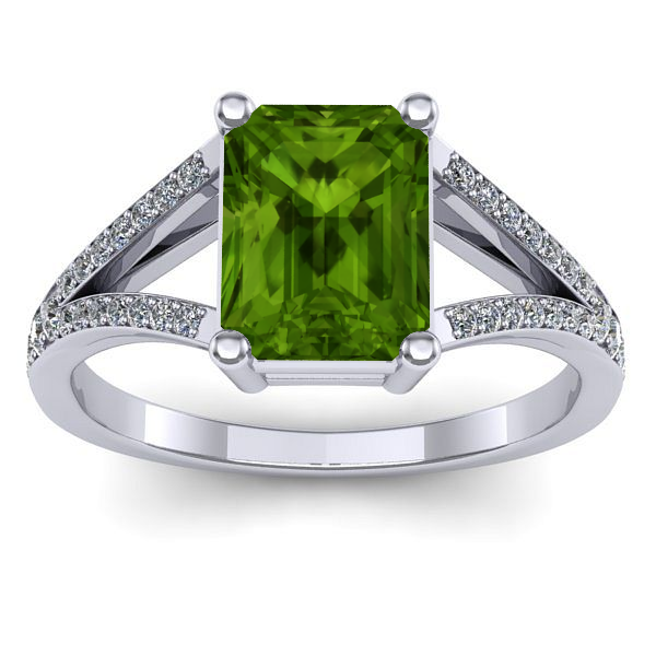 Inel de logodna cu peridot dreptunghiular
