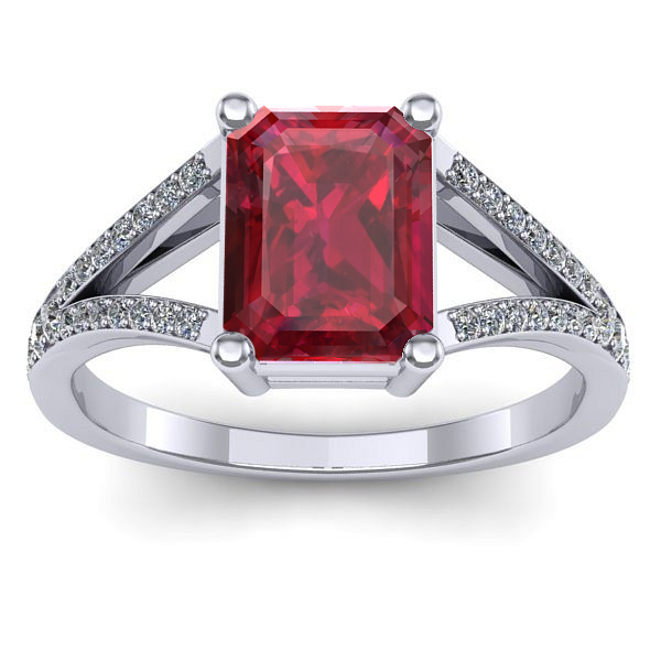 Inel logodna cu rubin dreptunghiular