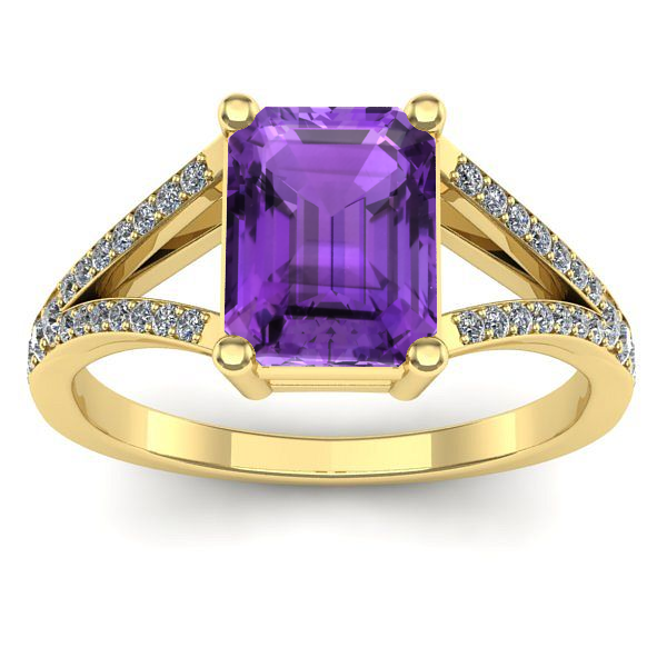 Inel de logodna cu ametist dreptunghiular