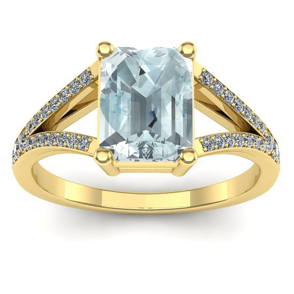 Inel de logodna cu aquamarin dreptunghiular