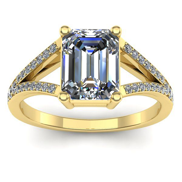 Inel logodna cu diamant de laborator dreptunghiular