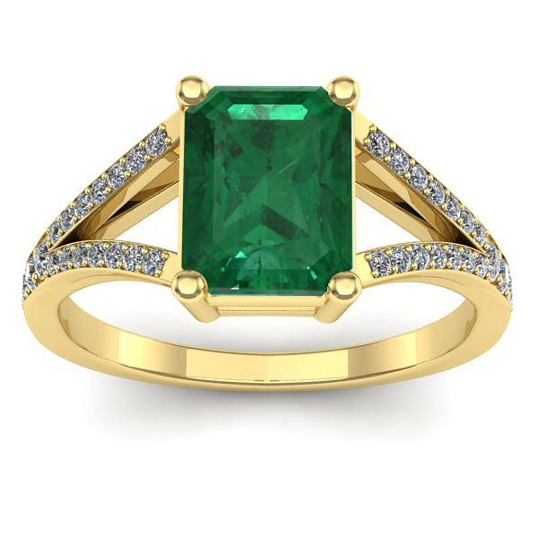 Inel logodna cu smarald dreptunghiular