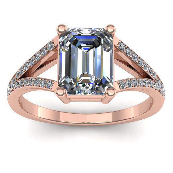 Inel cu diamant de laborator dreptunghiular