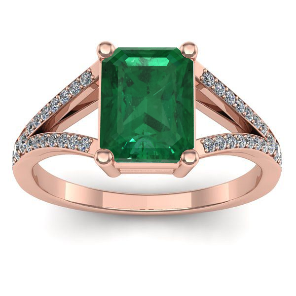 Inel de logodna cu smarald dreptunghiular