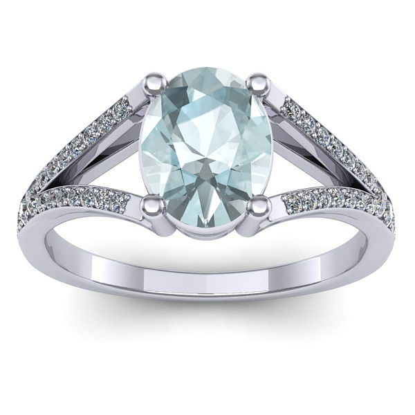 Inel cu aquamarin oval