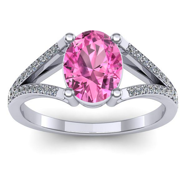 Inel logodna cu safir roz oval