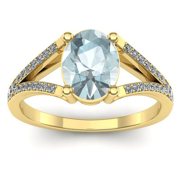 Inel cu aquamarin oval