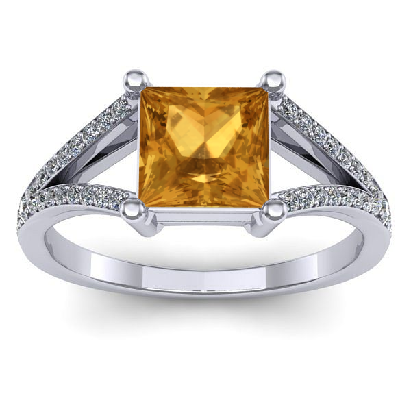 Inel logodna cu citrin patrat