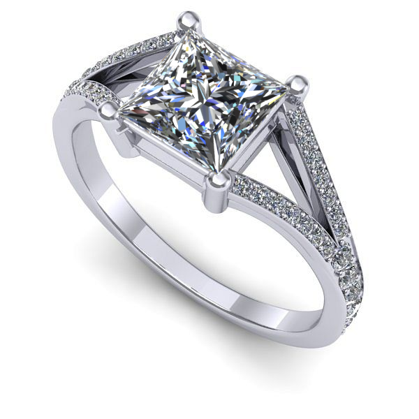 Inel din aur alb cu diamant de laborator