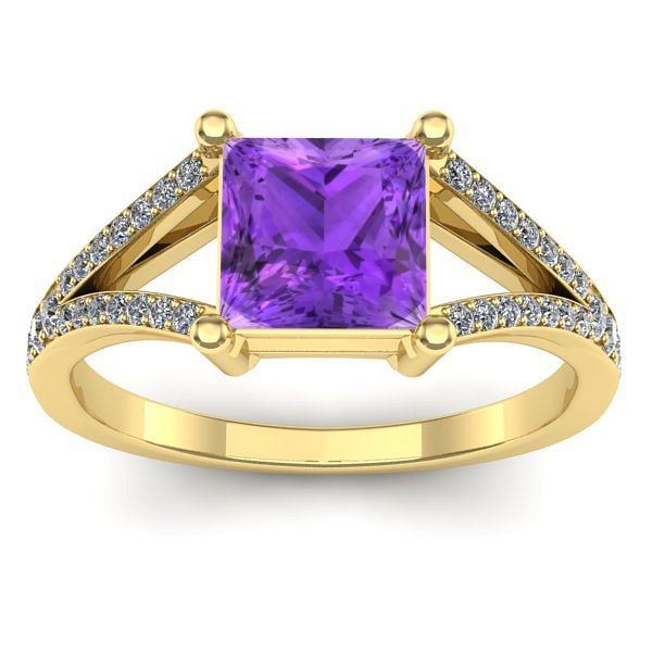 Inel logodna cu ametist patrat