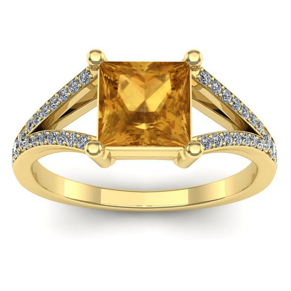 Inel cu citrin patrat