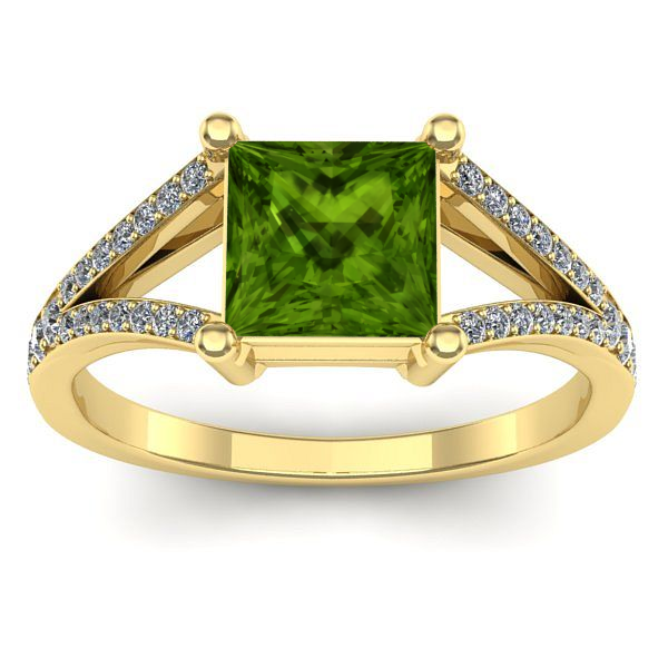 Inel de logodna cu peridot patrat