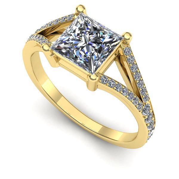 Inel logodna din aur galben cu diamant de laborator