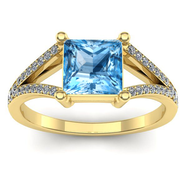 Inel logodna cu topaz blue patrat