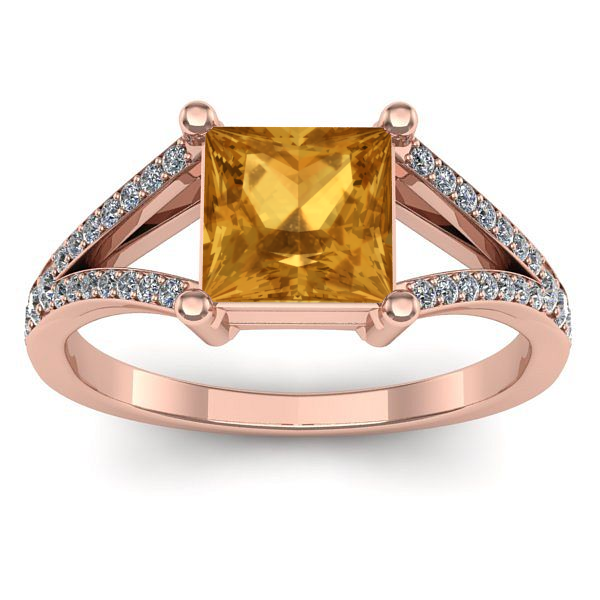 Inel de logodna cu citrin patrat