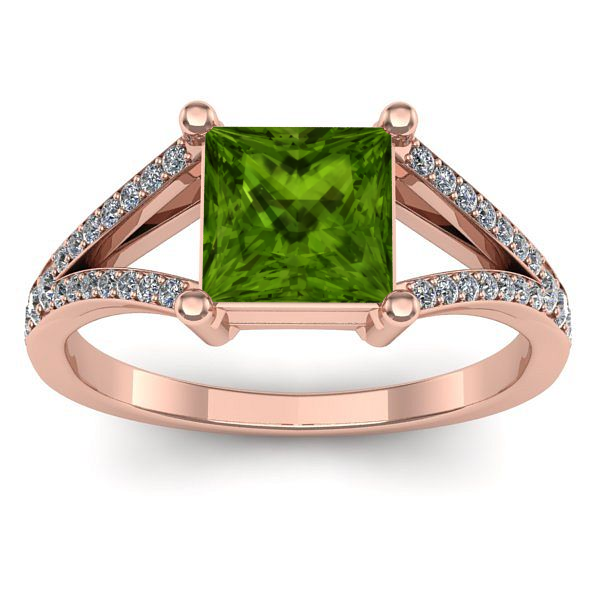 Inel de logodna cu peridot patrat