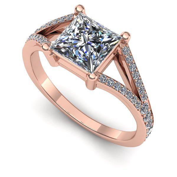 Inel din aur roz cu diamant de laborator