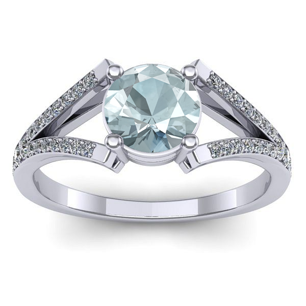 Inel de logodna cu aquamarin rotund