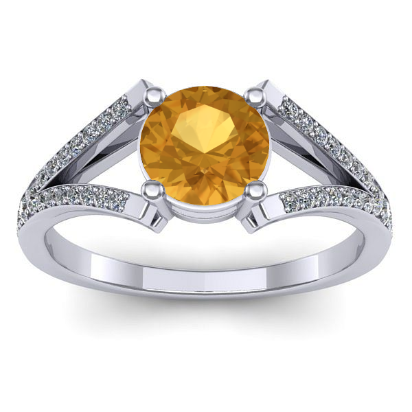 Inel logodna cu citrin rotund