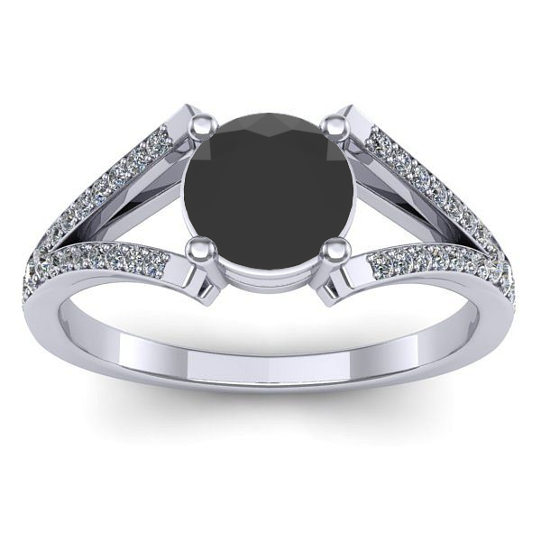 Inel cu diamant negru rotund