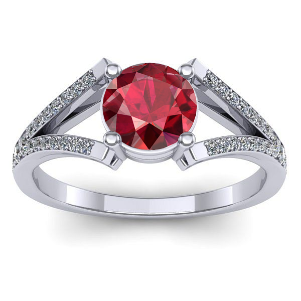 Inel logodna cu rubin rotund