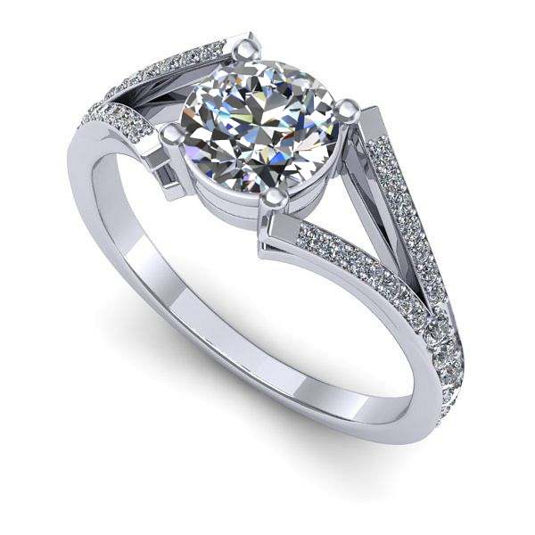 Inel de logodna din aur alb cu diamant de laborator