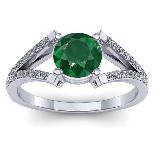 Inel de logodna cu smarald rotund