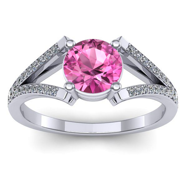 Inel de logodna cu safir roz rotund