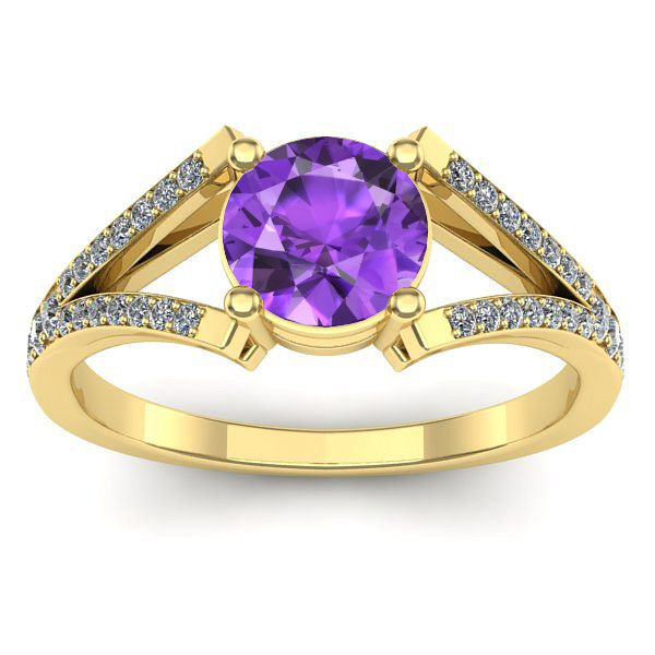 Inel de logodna cu ametist rotund