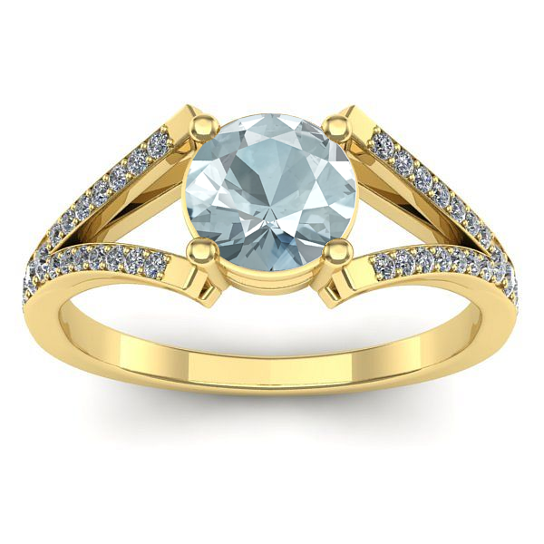 Inel de logodna cu aquamarin rotund