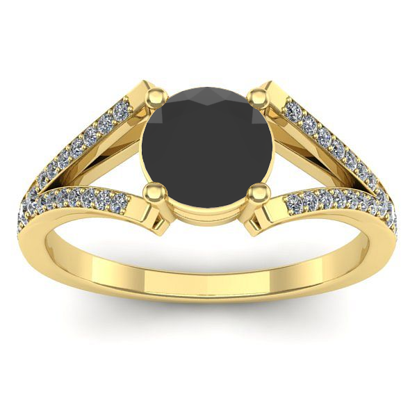 Inel cu diamant negru rotund