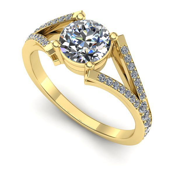 Inel din aur galben cu diamant de laborator