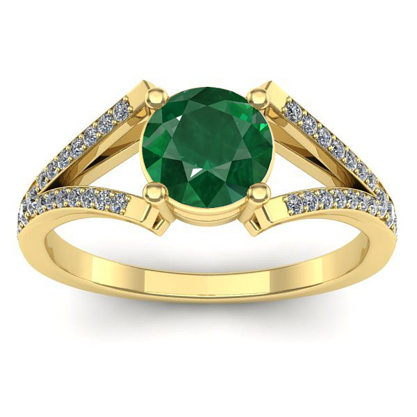 Inel logodna cu smarald rotund