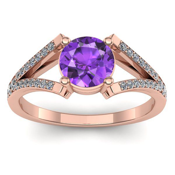 Inel logodna cu ametist rotund