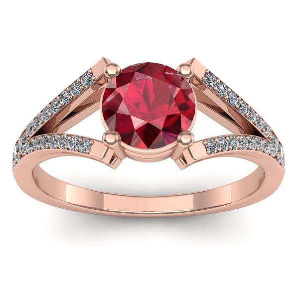 Inel de logodna cu rubin rotund