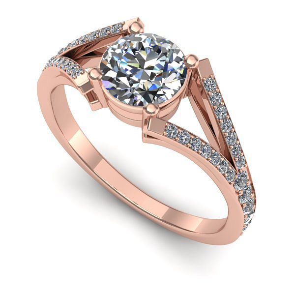 Inel de logodna din aur roz cu diamant de laborator