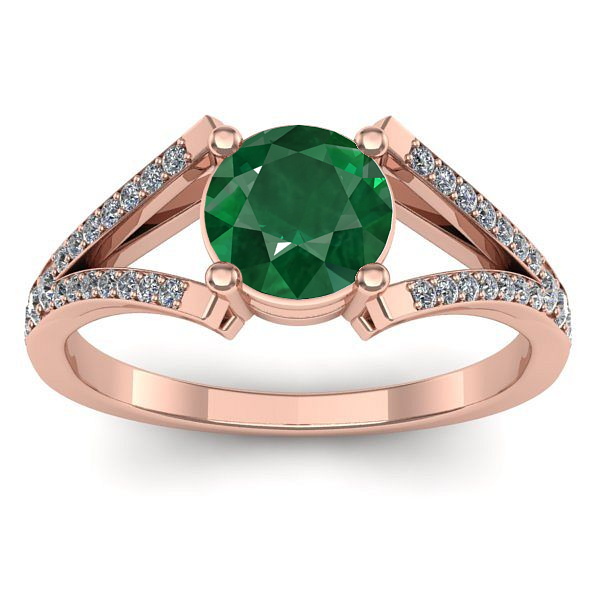 Inel logodna cu smarald rotund