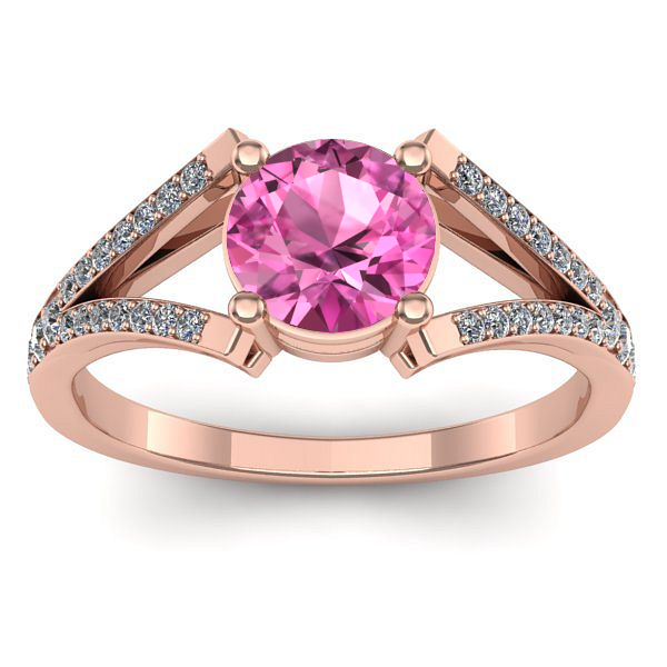 Inel de logodna cu safir roz rotund