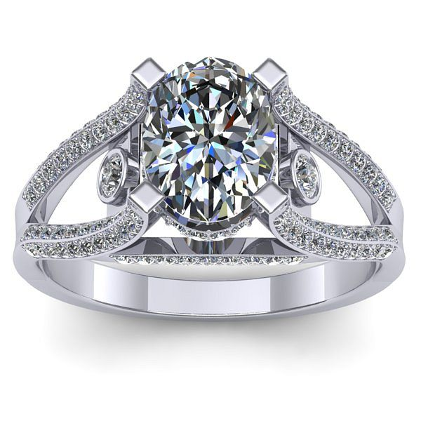 Inel cu safir alb oval